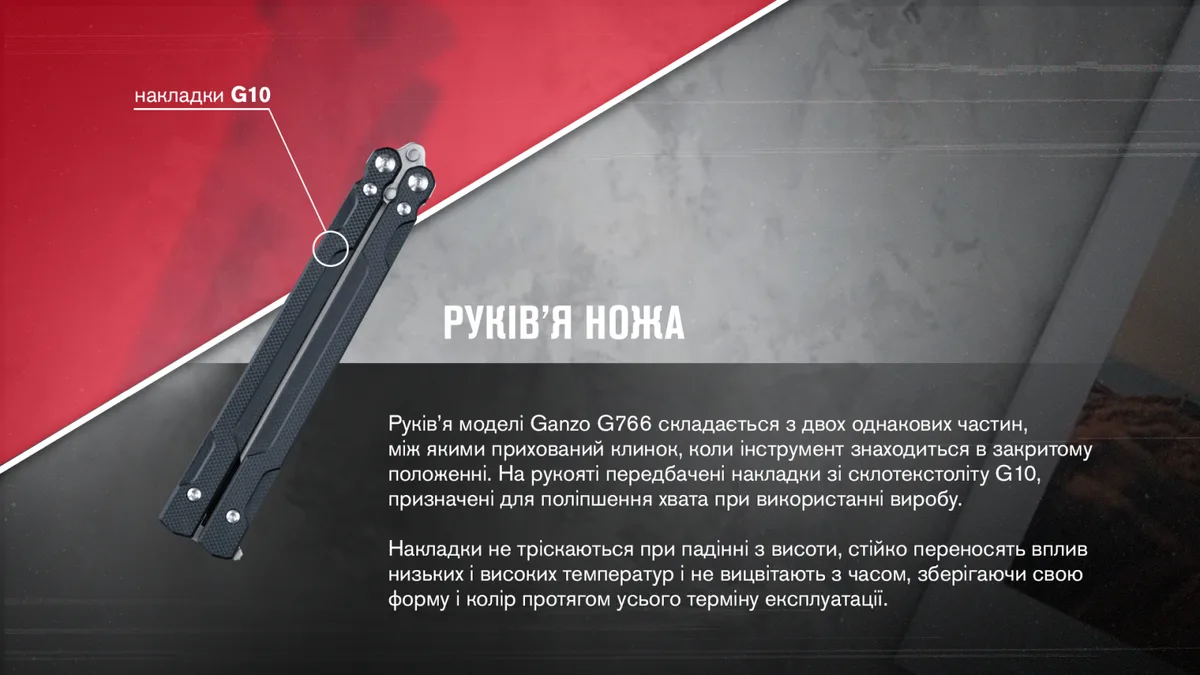 Ніж-метелик Ganzo 440С 89х114 мм Чорний