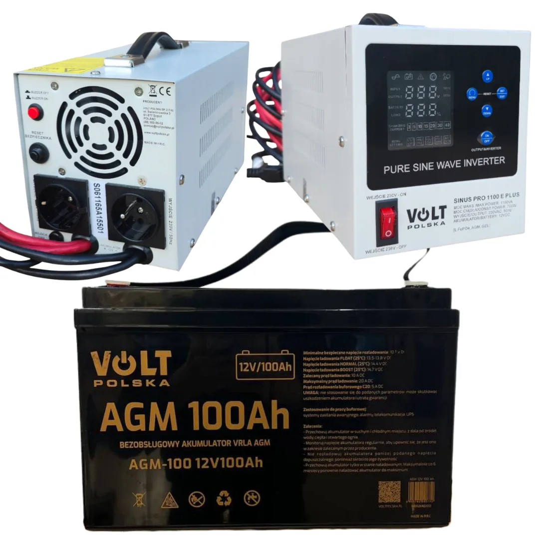 Комплект Volt Polska 12V 230V 700W Інвертор AGM 100Ah