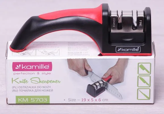 Точилка для ножей Kamille Sharp Blade ручная с двумя режимами заточки 19х5х6 см
