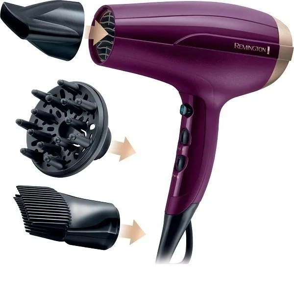 Фен Remington Your Style, 2300 Вт, 3 скорости, диффузор, насадка для объема, ионизация, холодный обдув, фиолетовый