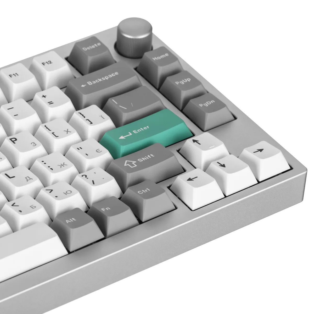 Клавіатура механічна Lemokey  P1 Pro 84Key, Keychron Super Banana, WL/BT/USB-A, QMK/VIA, Hot-Swap, EN/UKR, RGB,  Knob, Space Silver