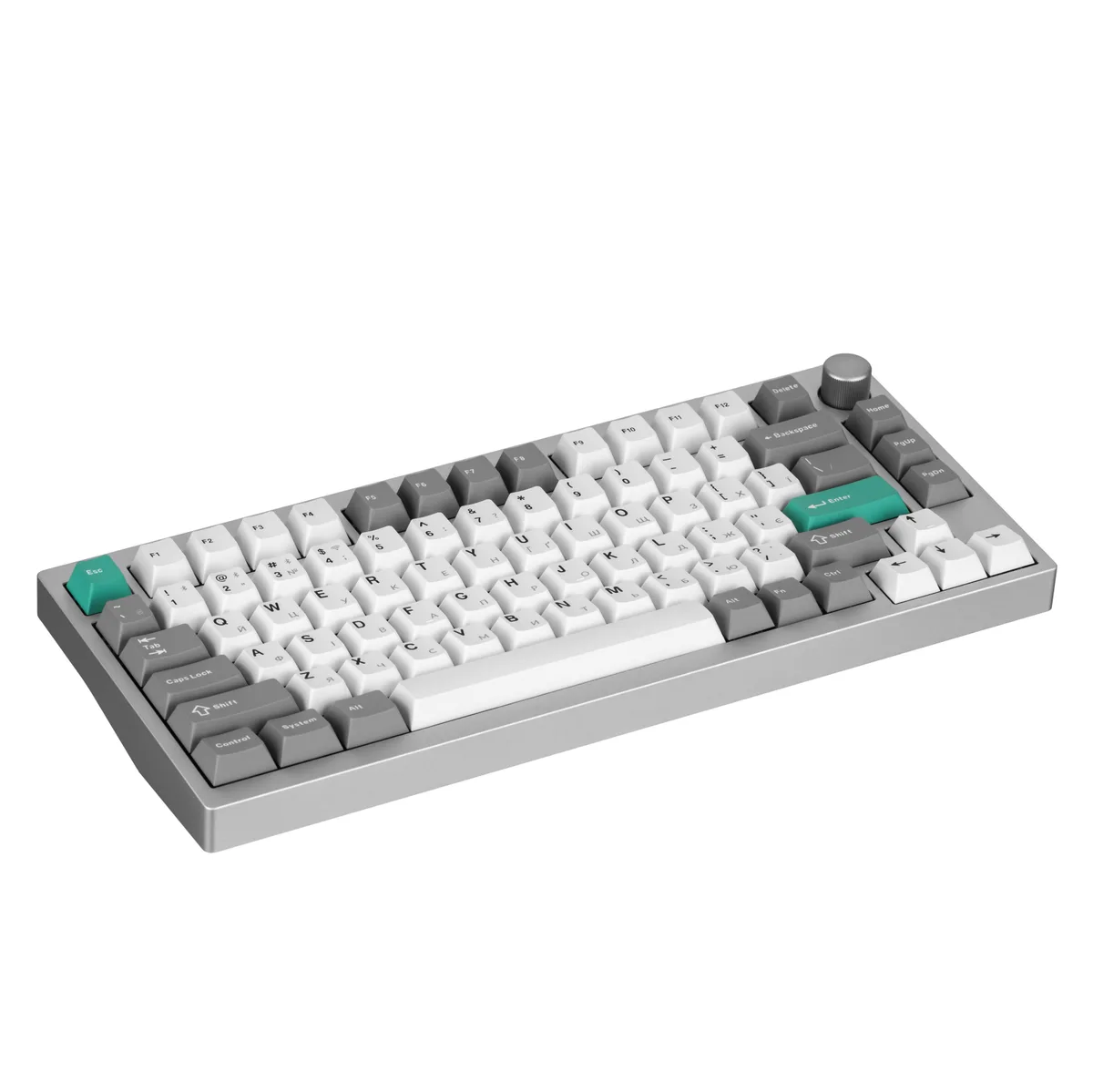Клавіатура механічна Lemokey  P1 Pro 84Key, Keychron Super Banana, WL/BT/USB-A, QMK/VIA, Hot-Swap, EN/UKR, RGB,  Knob, Space Silver