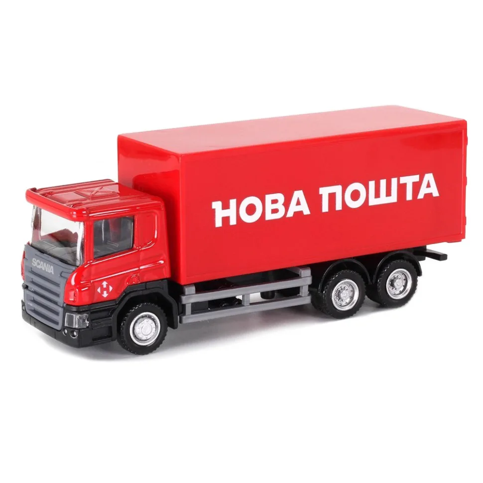 Автомодель дитяча металева 1:64 Scania Нова Пошта червона