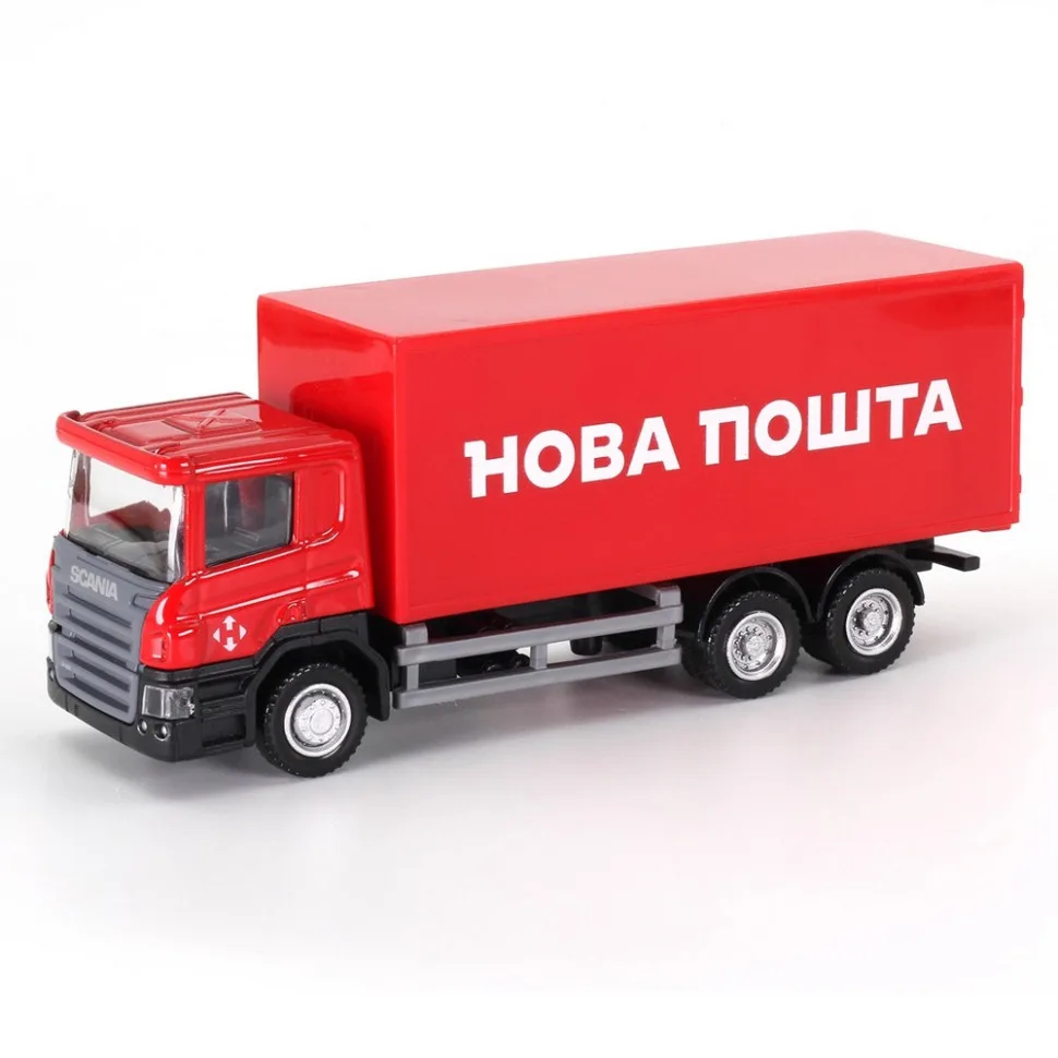 Автомодель дитяча металева 1:64 Scania Нова Пошта червона