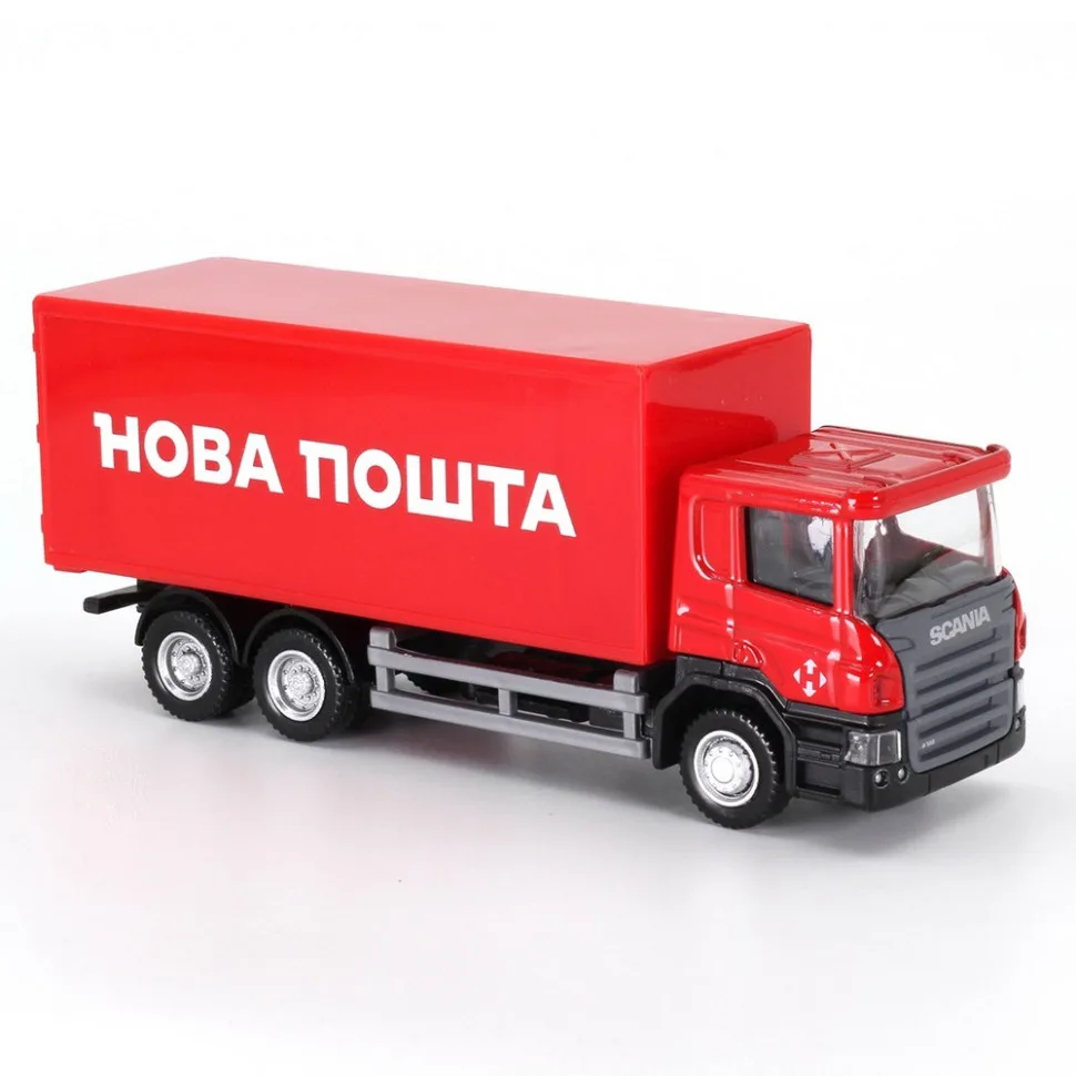 Автомодель дитяча металева 1:64 Scania Нова Пошта червона