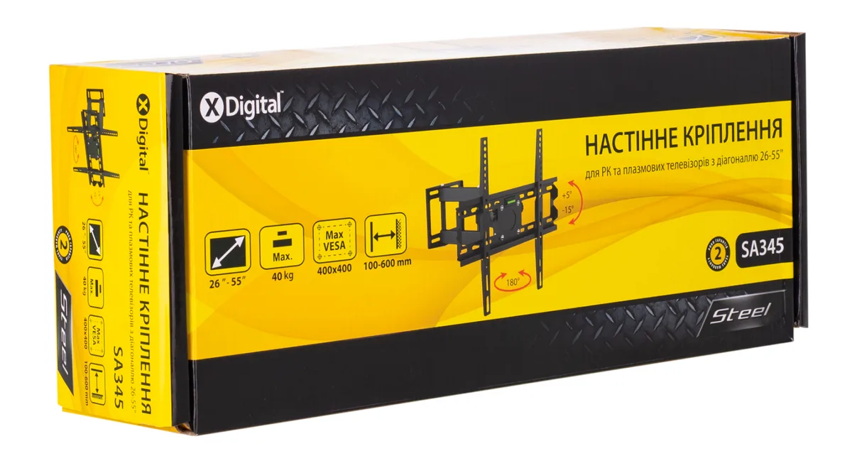 Кронштейн настенный X-Digital STEEL 26-55 дюймів чорний