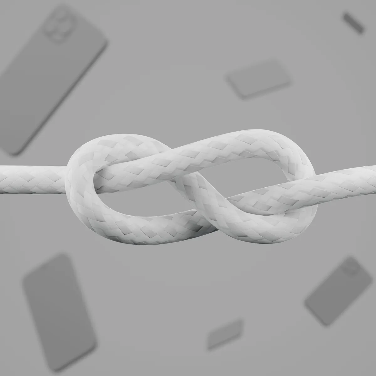 Кабель USB-C > Lightning заряджання/синхронізації Belkin 1м, Type-C, плетений, силіконовий, з ремінцем на магніті, білий