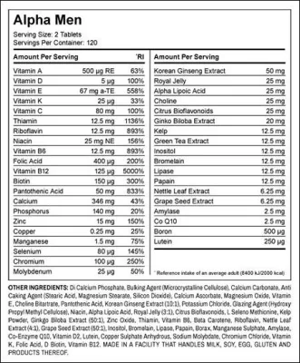 Alpha Men супер мультивитамины 120 таблеток Myprotein 120tabs
