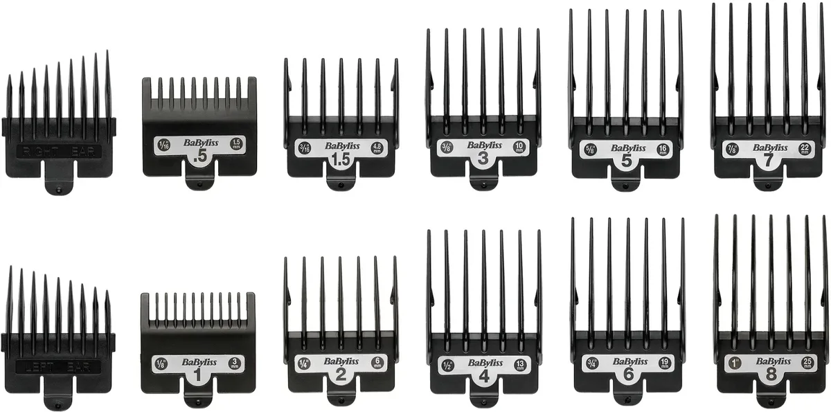 Машинка для стриження Babyliss Super-X Metal Series, акумуляторна, 12 насадок, сталь з графітовим покриттям, чорна.