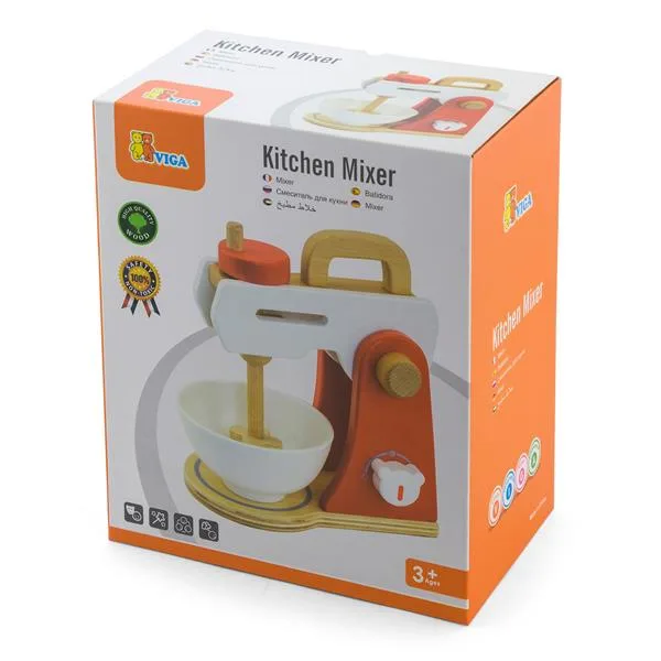 Игрушечный миксер Viga Toys деревянный 24х20х13 см красный белый