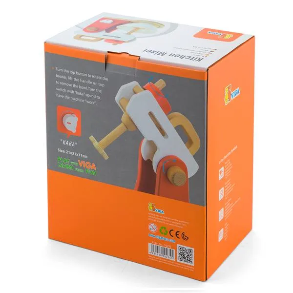 Игрушечный миксер Viga Toys деревянный 24х20х13 см красный белый