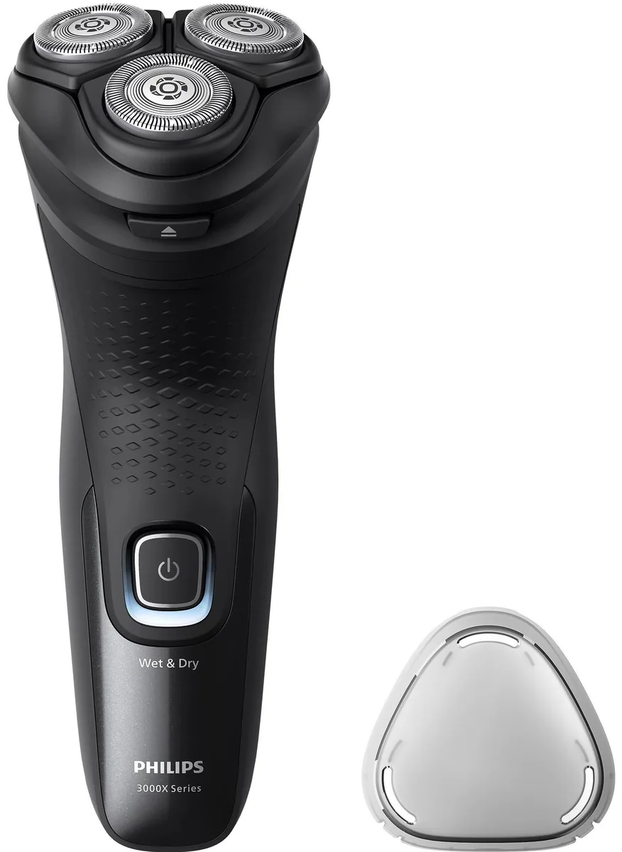 Електрична бритва Philips роторна Series 3000X, 3 бритвені головки, Li-Ion, для сухого та вологого гоління, з тримером, чорного ко