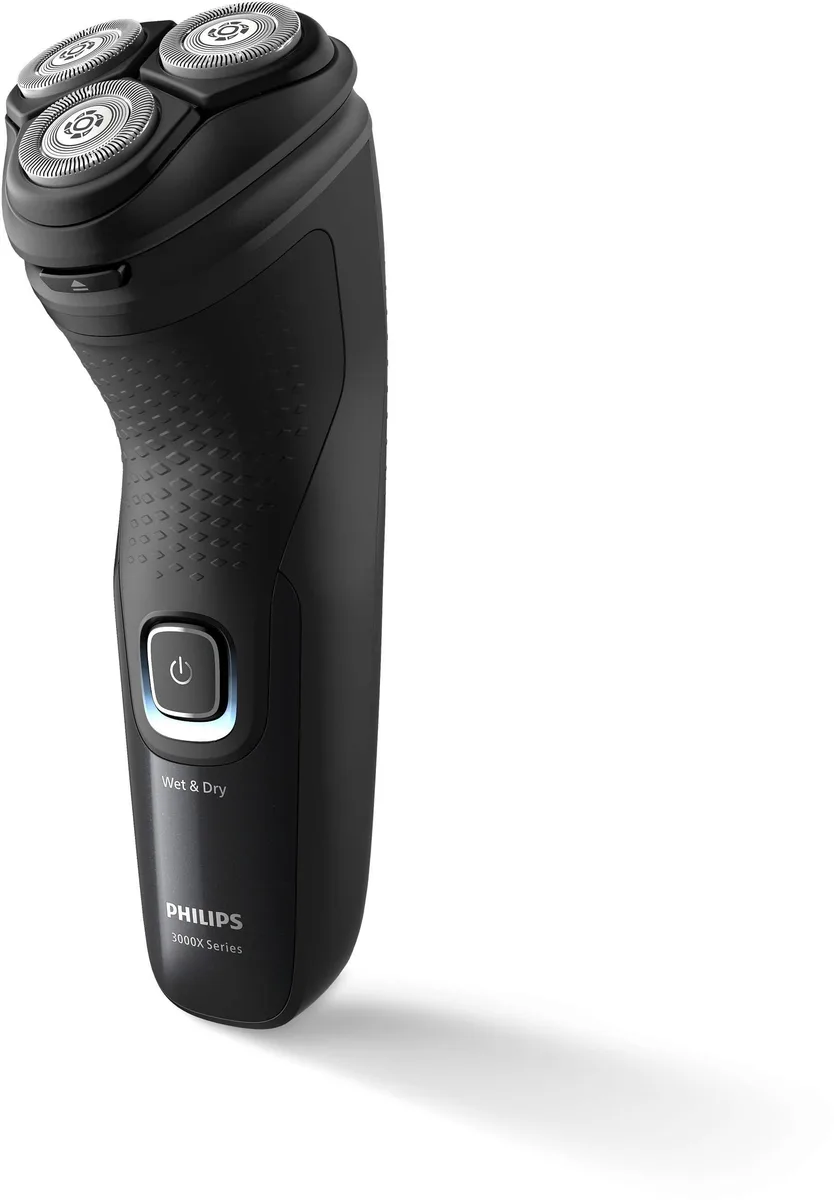 Електрична бритва Philips роторна Series 3000X, 3 бритвені головки, Li-Ion, для сухого та вологого гоління, з тримером, чорного ко
