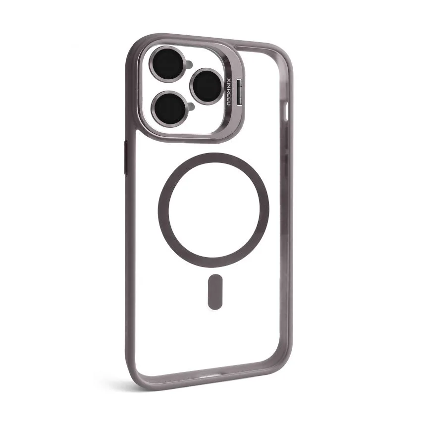 Чохол MagSafe для iPhone 14 Pro пластик силікон light grey з підставкою та захистом камер