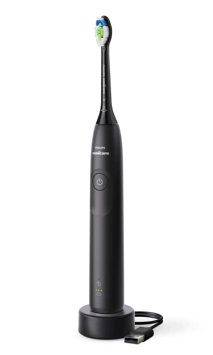 Электрическая зубная щетка Philips Sonicare черная средней жесткости с таймером и датчиком давления
