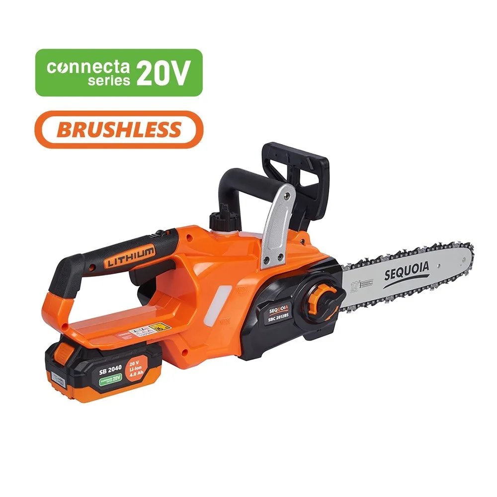 Акумуляторна ланцюгова пила SEQUOIA SBC2012BS-EV 20В, 1х4.0А·год, шина 30 см, 1/4", швидкість 6.0 м/с, вага 3.2 кг.