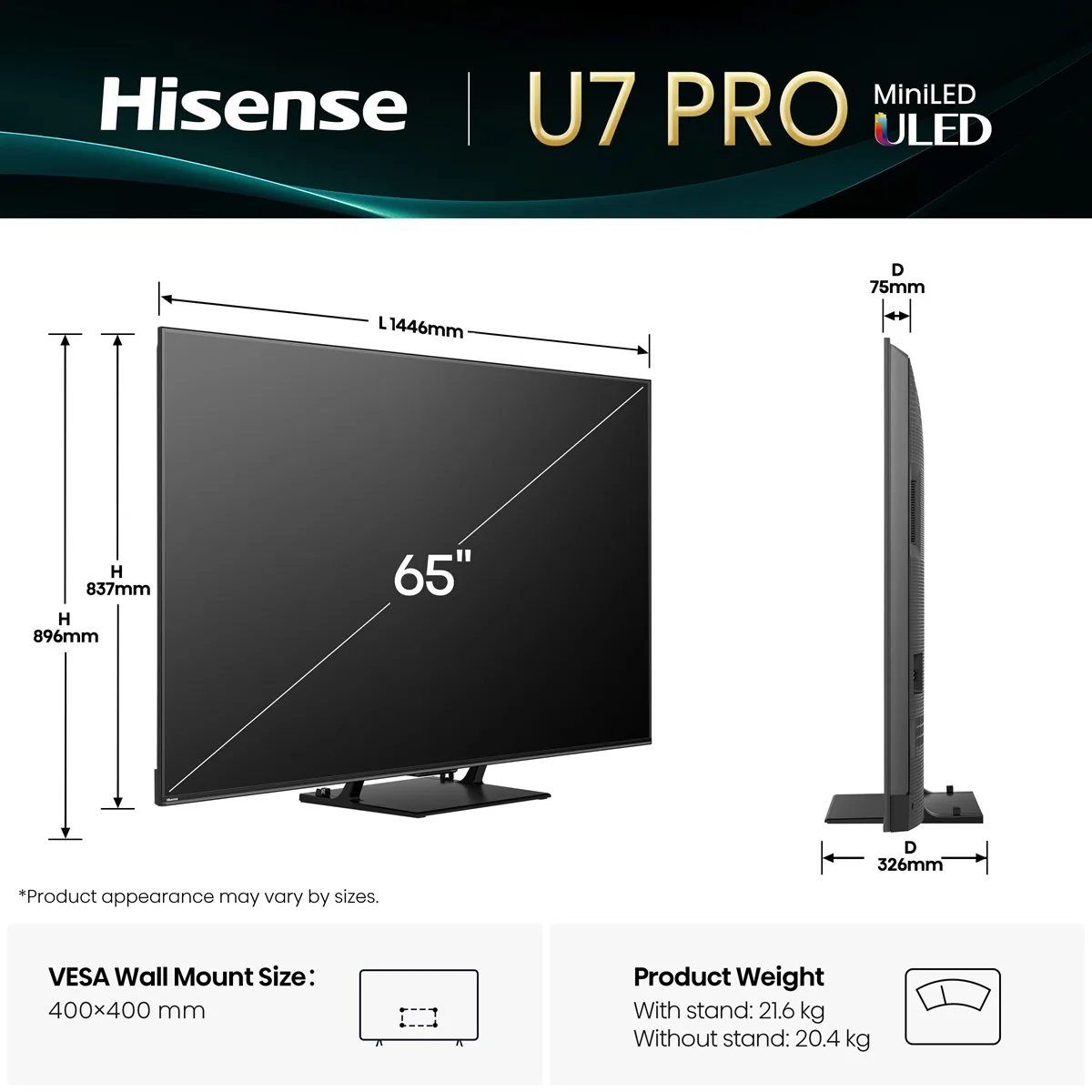 LED-телевізор Hisense MiniLED 65 дюймів UHD Чорний