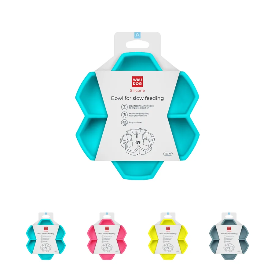 Миска для повільного харчування WAUDOG Silicone 450 мл силіконова 16,6x16,6 см блакитна