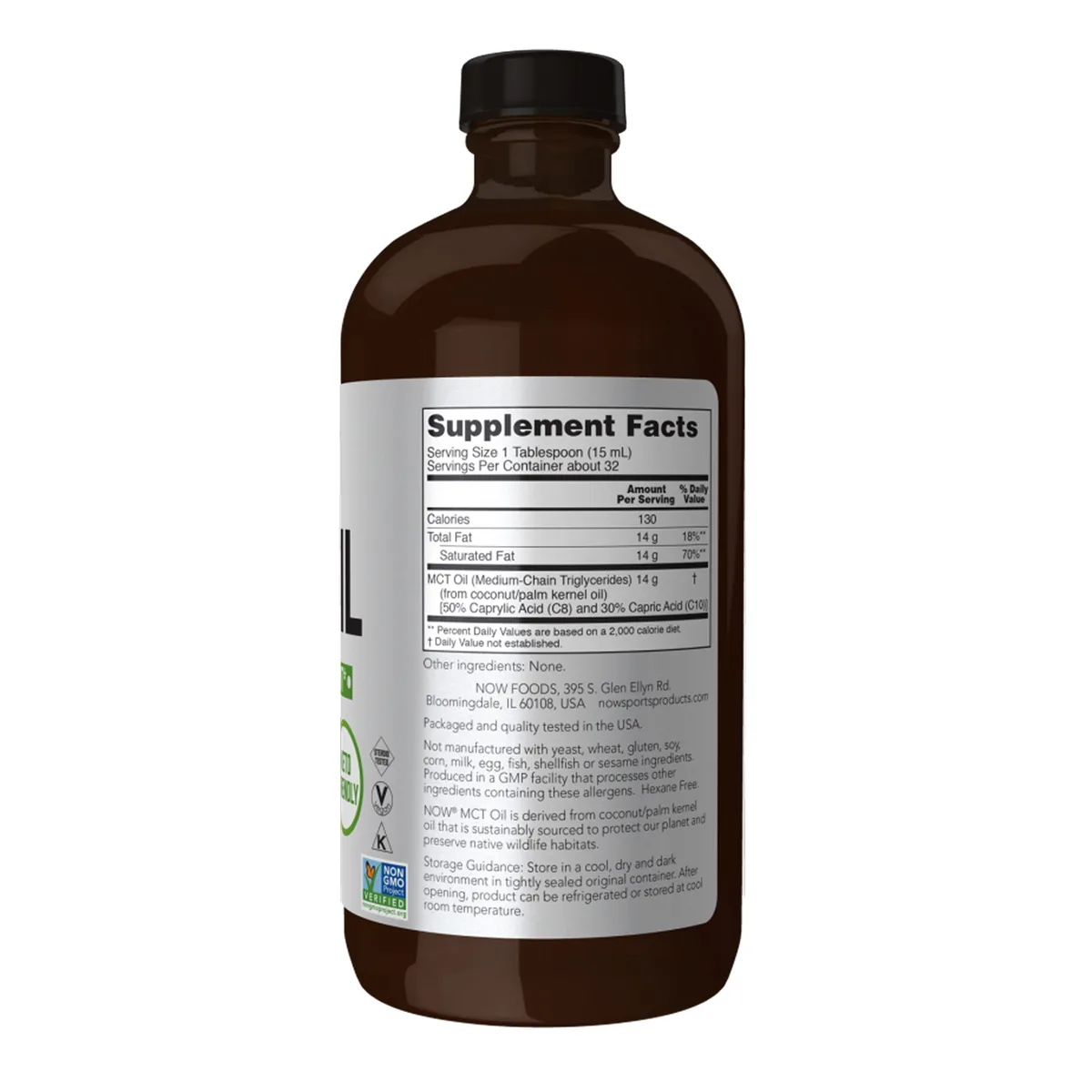 MCT Oil Now Foods рідка добавка 16 fl oz без глютену