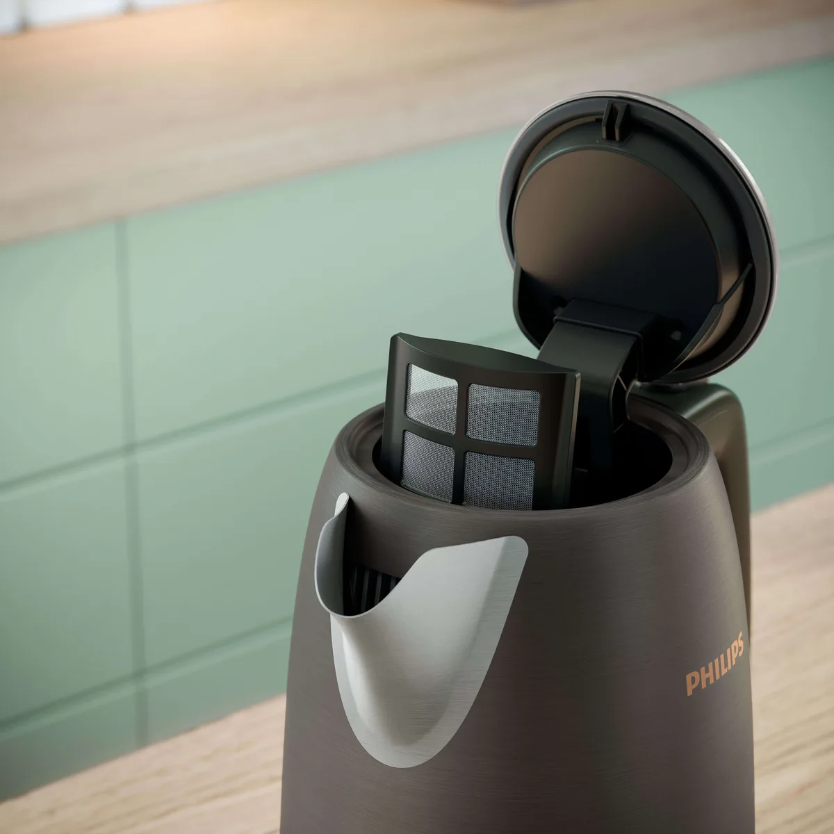 Электрочайник Philips Viva Series 17л, Strix, металлический, черный с медными акцентами