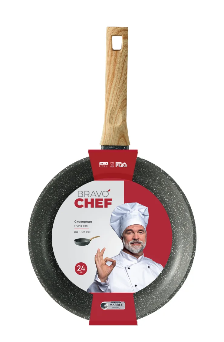 Сковорода Bravo Chef кована алюмінієва глибока 24 см чорна