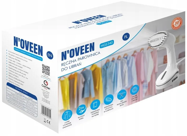 Ручний відпарювач для одягу Noveen 1100 Вт 20 г/хв Компактний білий