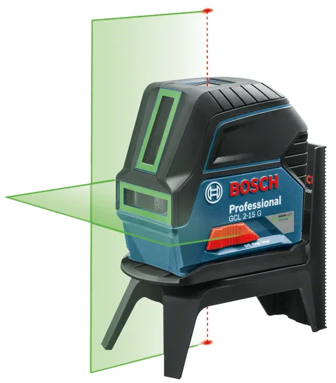 Лазерний нивелір Bosch Professional GCL 2-15G до 15м ±0.3мм/м з зеленим променем + RM1 + захисний кейс IP 54
