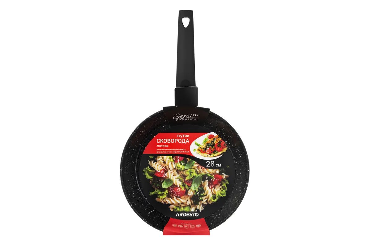 Сковорода ARDESTO Gemini Gourmet Spoleto, 28 см, алюмінієва, чорного кольору.