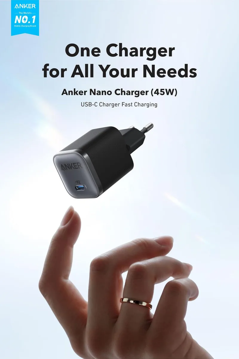 Мережевий зарядний пристрій Anker 45 Вт USB-C чорний