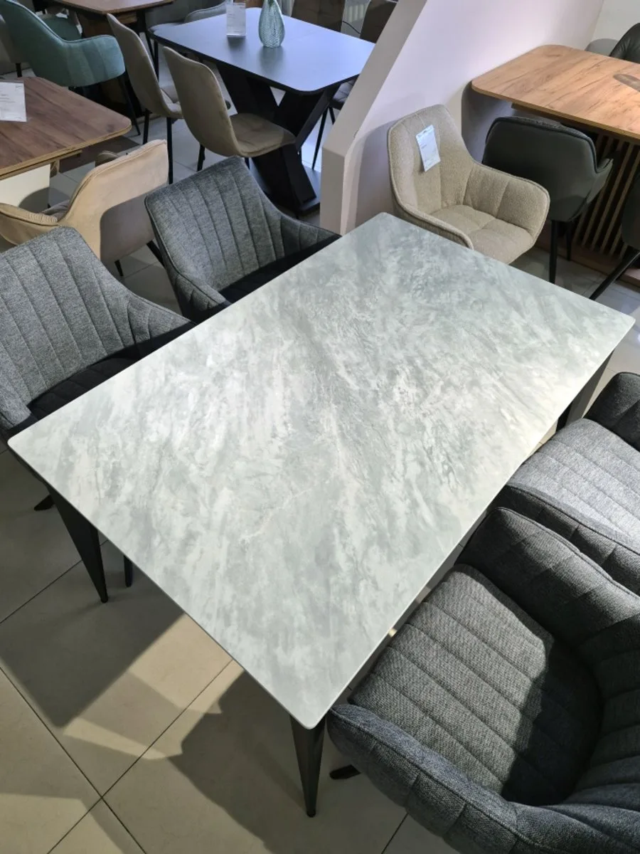 Стіл Інтарсіо кераміка 140х90 см Muie White чорний каркас