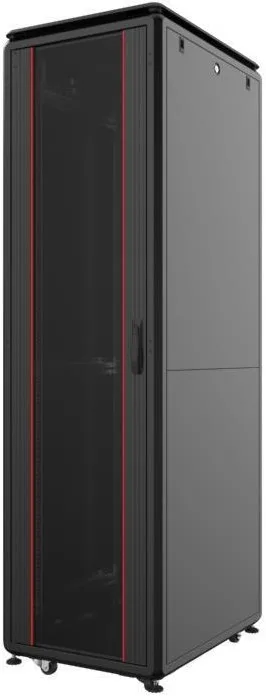 Шафа MIRSAN 19", 26U, GTV, скляні двері, 600x1000 мм, максимально 2000 кг, чорна