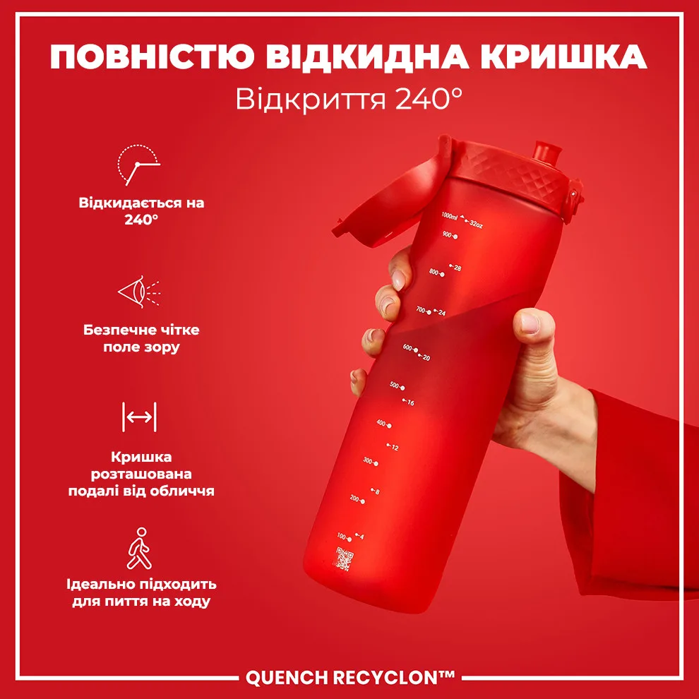 Пляшка для води ION8 Recyclon 1000 мл Червона