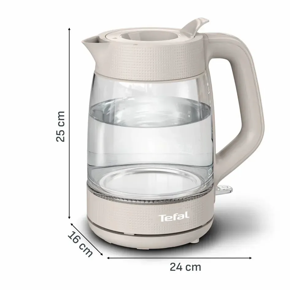 Електрочайник Tefal скло 1,7 л бежевий з підсвіткою