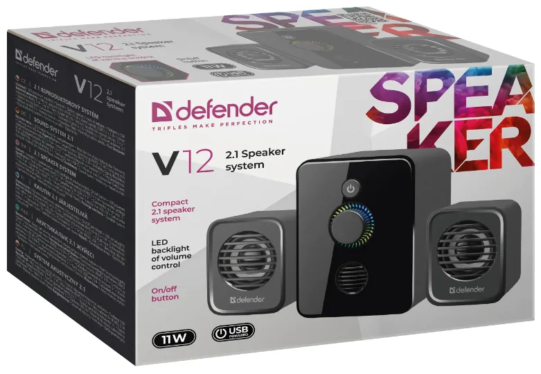 Акустика Defender 2.1 Пластик 115х125х225 мм Чорна