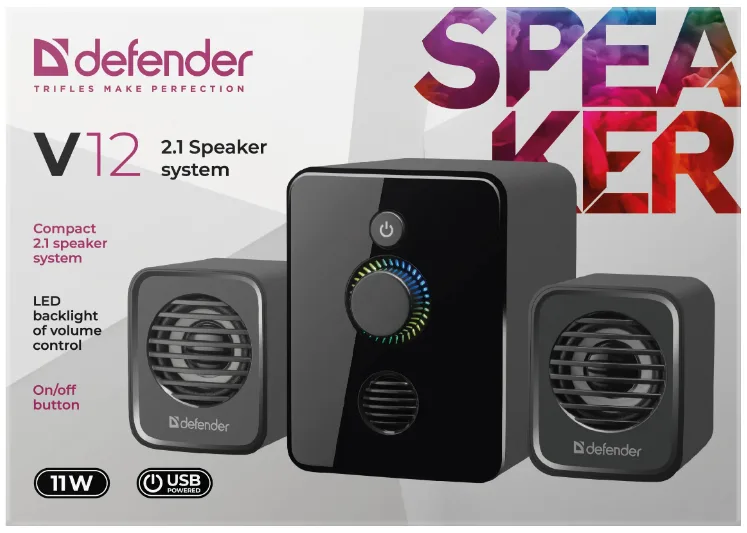 Акустика Defender 2.1 Пластик 115х125х225 мм Чорна