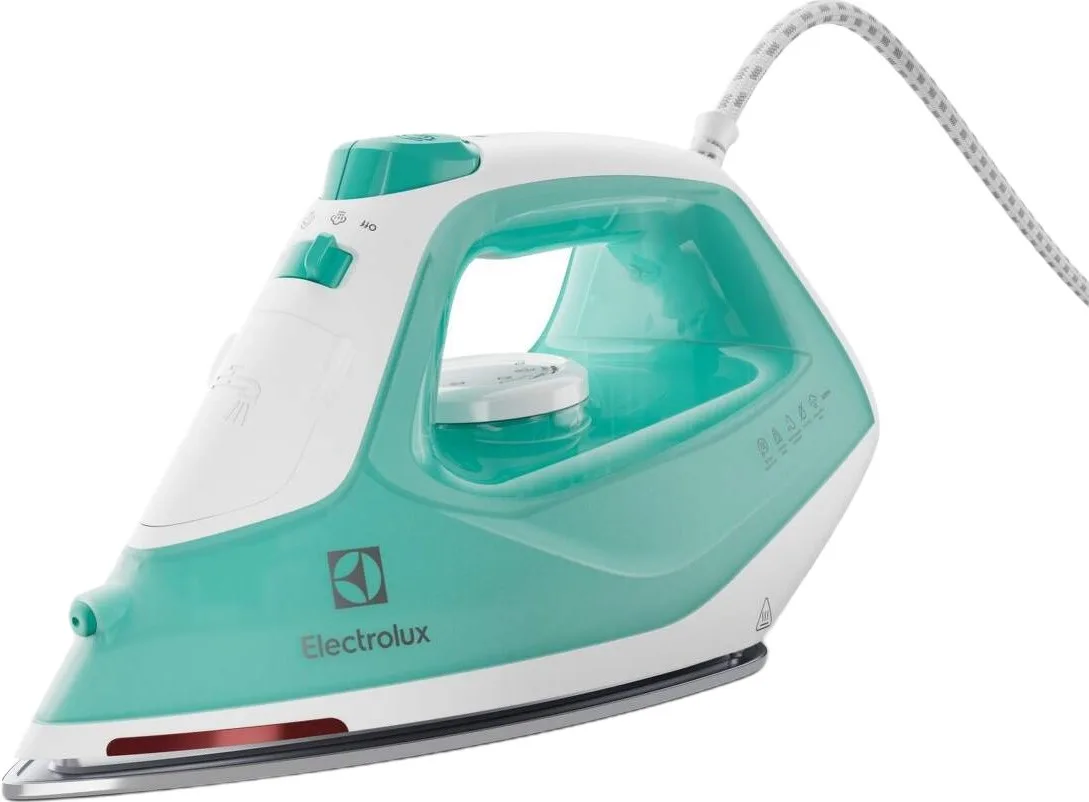 Паровий утюг Electrolux, 2200 Вт, 250 мл, паровий удар 90°C, нержавіюча сталь, зелено-білий.
