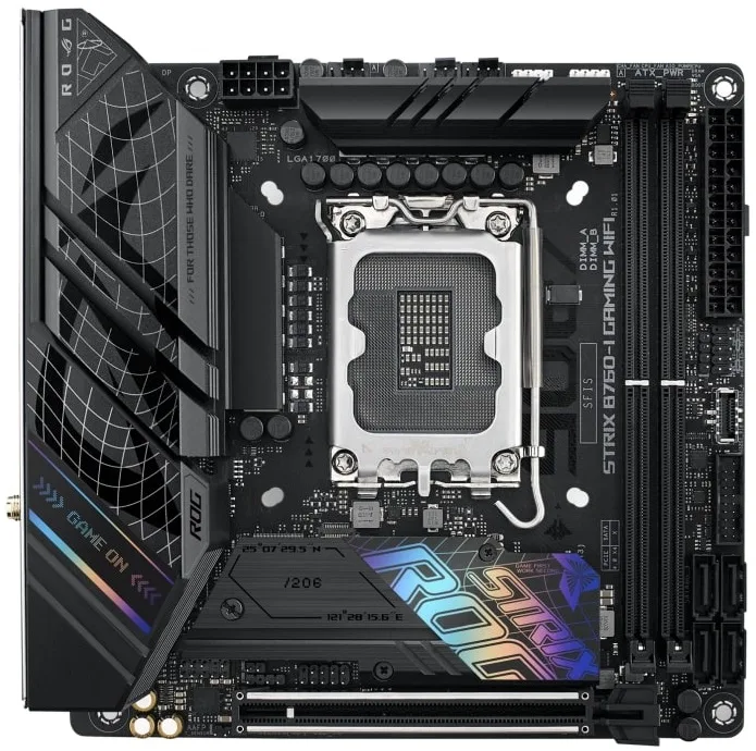 Материнcька плата ASUS ROG STRIX B760-I GAMING WIFI s1700 B760 2xDDR5 M.2 HDMI DP Wi-Fi BT mITX