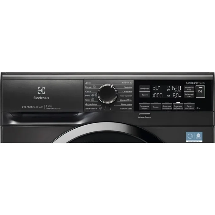 Пральна машина Electrolux фронтальна 6кг інверторна компактна для прання одягу темно-срібляста