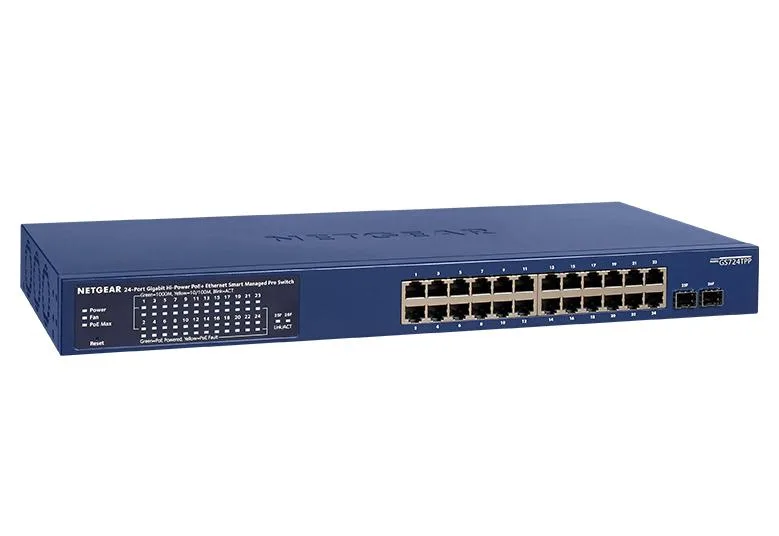 Коммутатор NETGEAR GS724TPP 24xGE PoE, 2xSFP, 380Вт, Управляемый L2