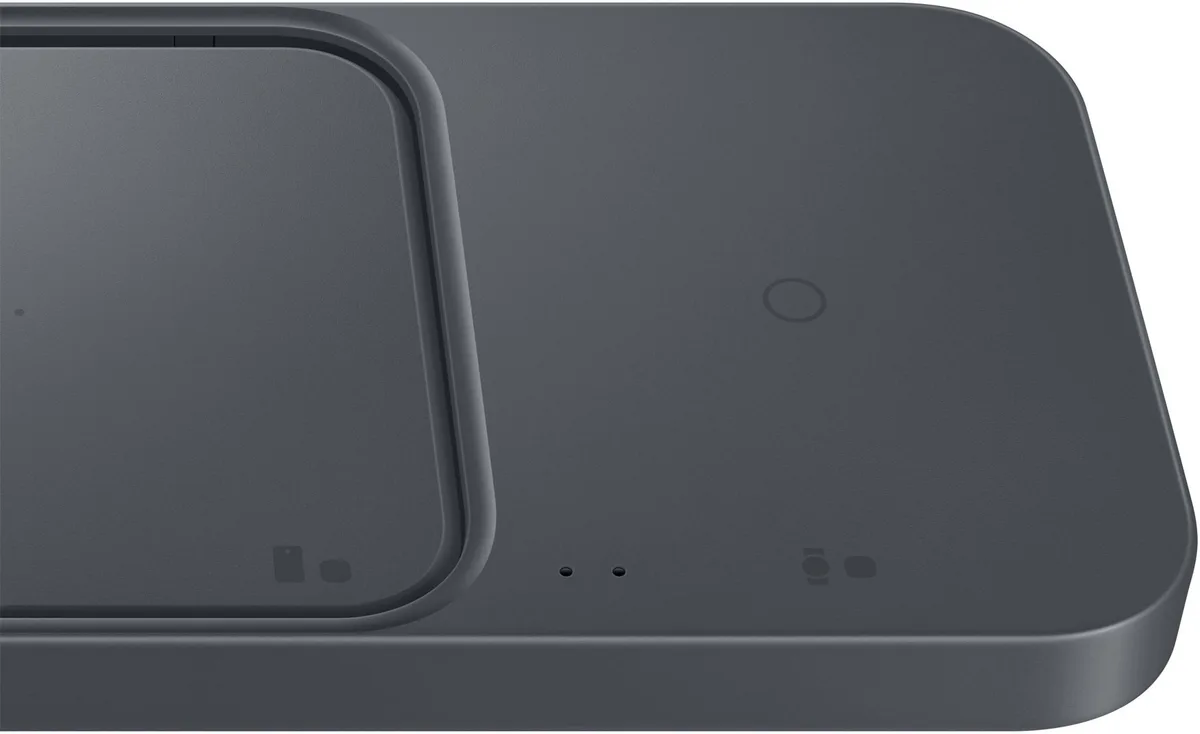 Зарядний пристрій бездротовий Samsung Duo 15Вт з блоком живлення, сірий темний