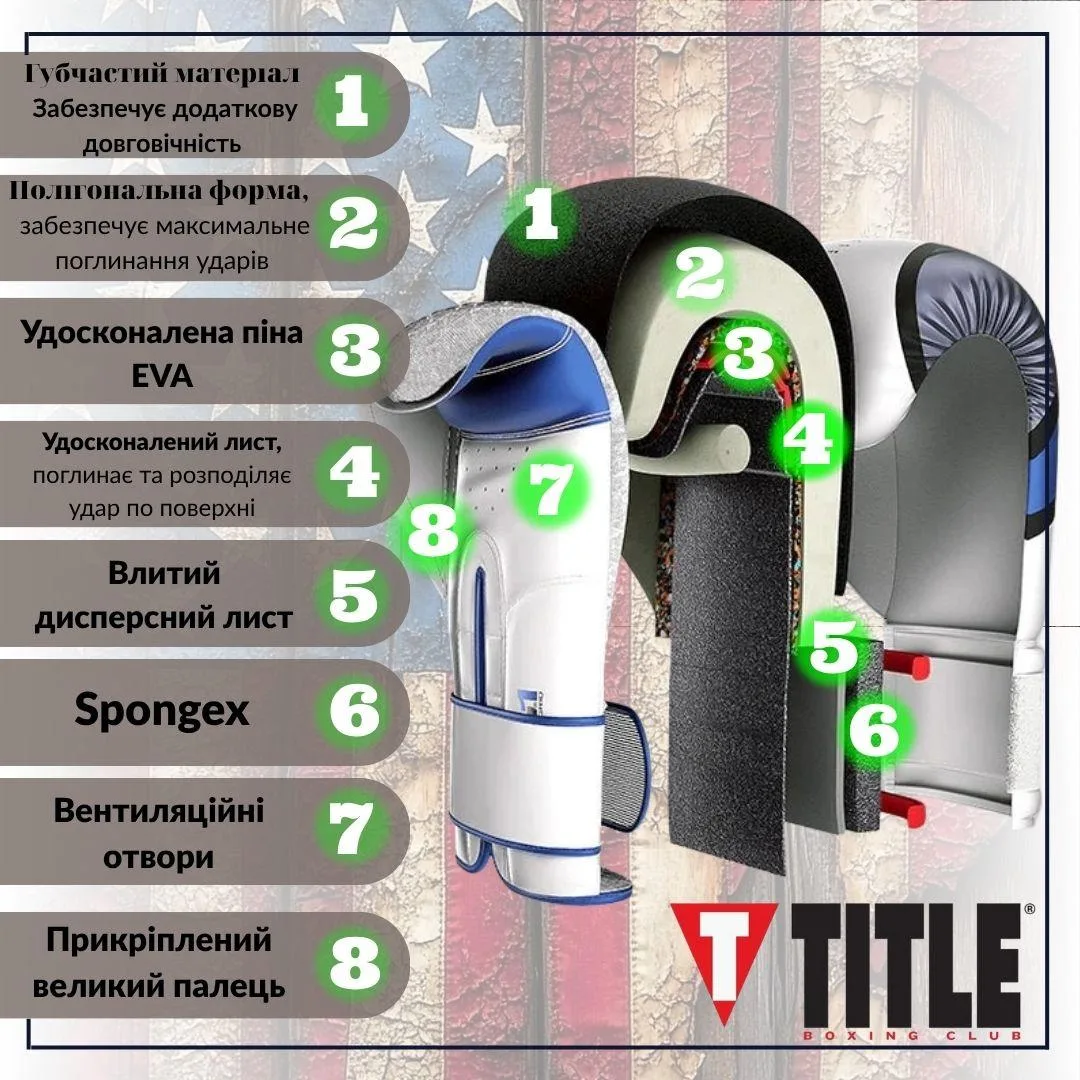 Боксерские перчатки TITLE натуральная кожа 14 oz черные