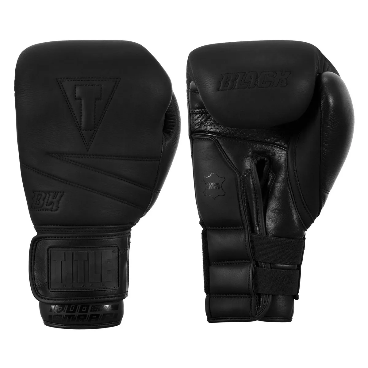 Боксерские перчатки TITLE натуральная кожа 14 oz черные