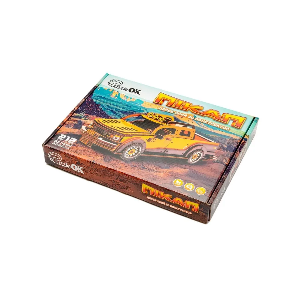 Дерев'яний 3D конструктор PuzzleOK ХДФ 212 деталей Пікап
