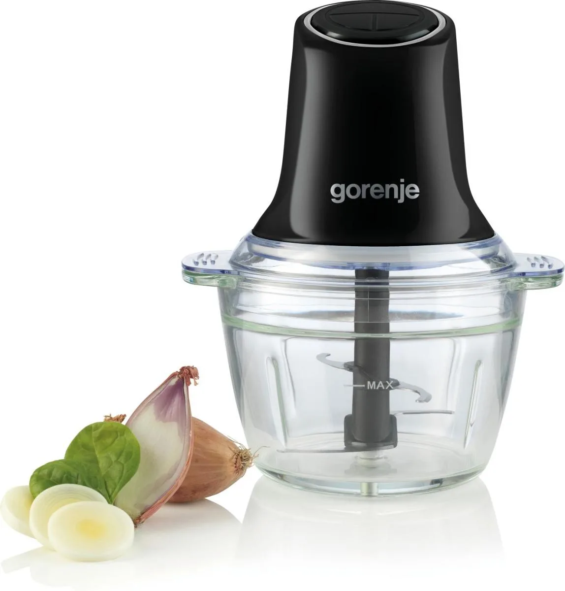 Подрібнювач Gorenje, 500 Вт, 1 л, скляна чаша, чорного кольору.