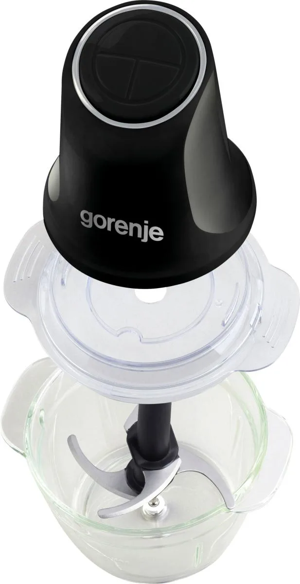 Подрібнювач Gorenje, 500 Вт, 1 л, скляна чаша, чорного кольору.