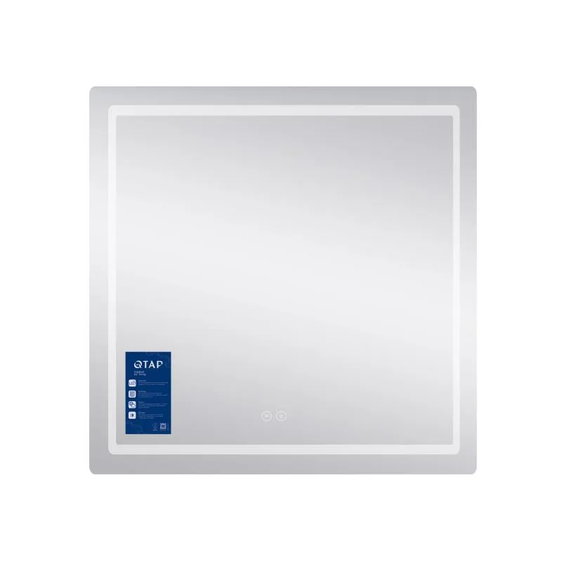 Дзеркало настінне Qtap Mideya 800x800 мм з LED-підсвічуванням Touch антизапотіванням алюміній