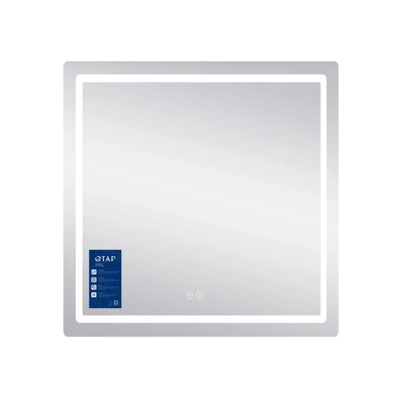 Дзеркало настінне Qtap Mideya 800x800 мм з LED-підсвічуванням Touch антизапотіванням алюміній