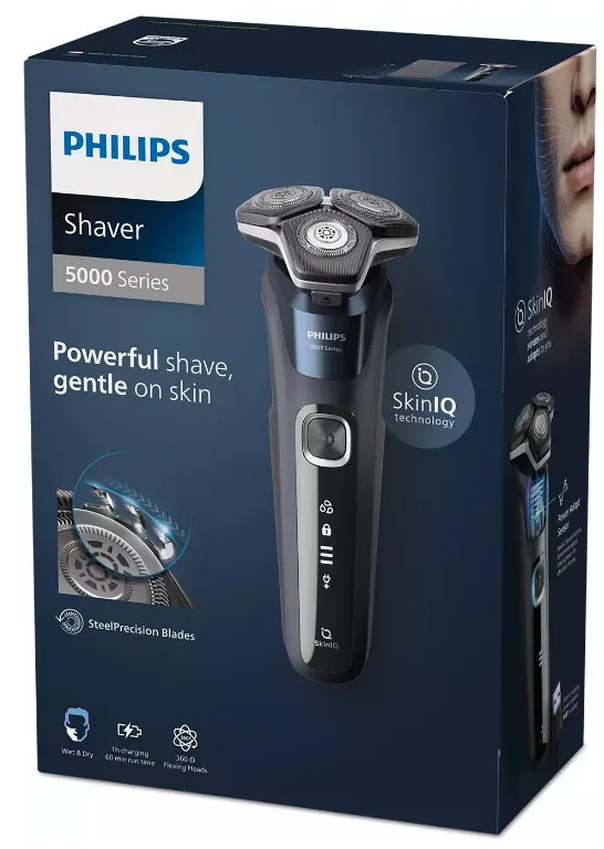 Електробритва Philips роторна для чоловіків сухе вологе гоління темно-синя