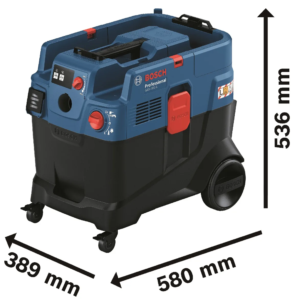Професійний пилосос Bosch Professional GAS 400 A, 1200 Вт, 240 мБар, контейнер 40 л, вага 14 кг.