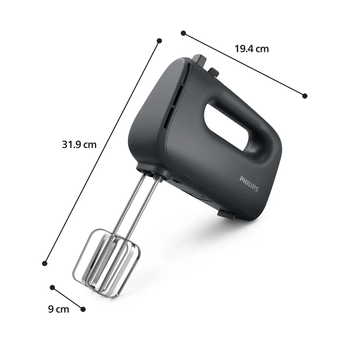 Ручний міксер Philips 5000 серії, 400 Вт, 4 насадки, чорний.